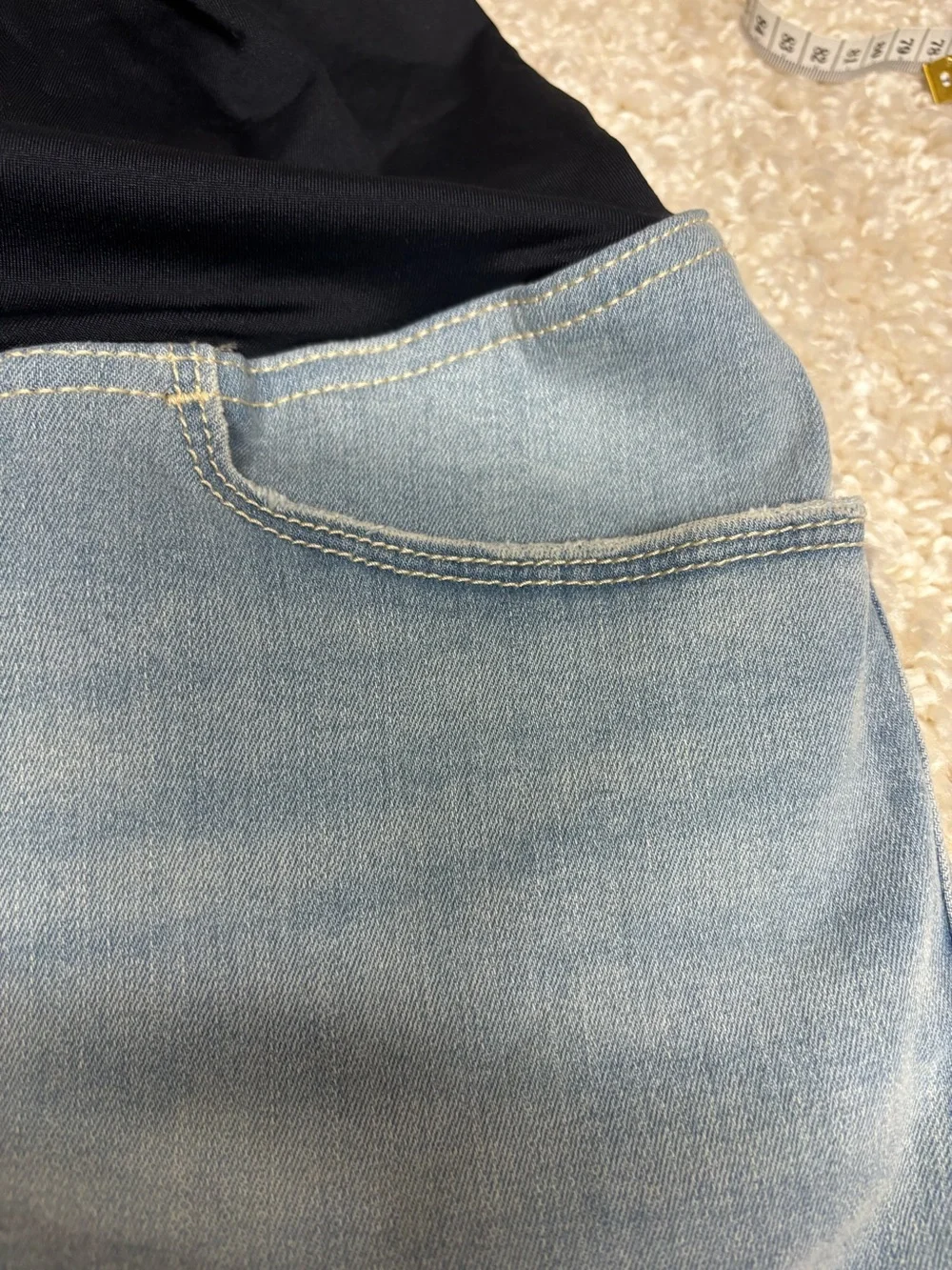 Maternity Denim Shorts with Black Stretch Panel